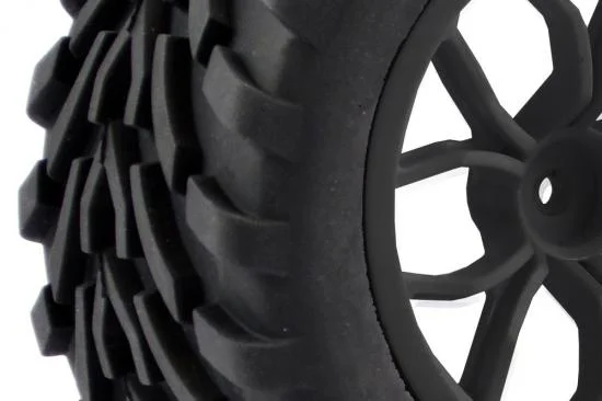 Fastrax 1:10 Mega-V Truck Tyres Mounted On 12 Spoke Black 12mm Hex Wheels (2) &mdash; image 3 of 4