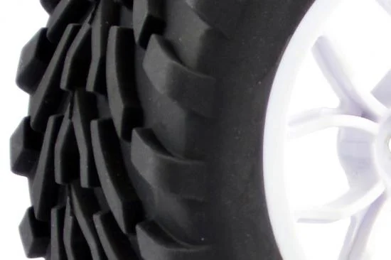 Fastrax 1:10 Mega-V Truck Tyres Mounted On 12 Spoke White 12mm Hex Wheels (2) — image 2 of 3