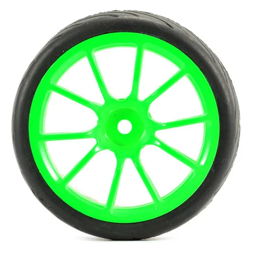 Fastrax 1:10 Street Treaded Tyres on 10 Spoke Neon Green Wheels (4) &mdash; image 2 of 7