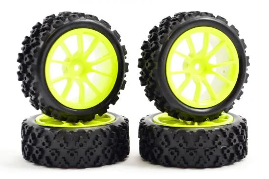 Fastrax 1:10 Rally Tyres on 10 Spoke Yellow Wheels (4) — image 1 of 5