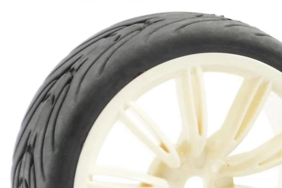 Fastrax 1:10 Street Treaded Tyres on 20 Spoke White Wheels (4) — image 3 of 5