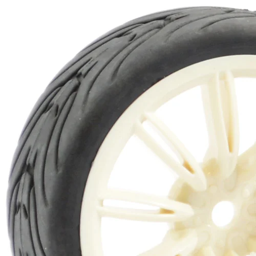 Fastrax 1:10 Street Treaded Tyres on 20 Spoke White Wheels (4) — image 2 of 5
