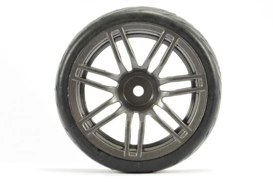 Fastrax 1:10 Street Treaded Tyres on 14 Spoke Gun Metal Wheels (4) — image 4 of 7