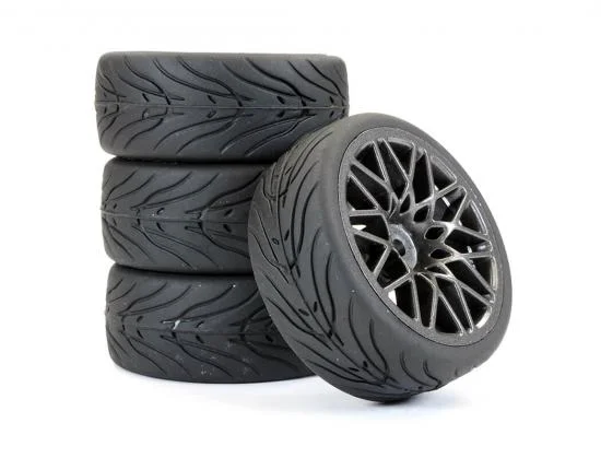 Fastrax 1:10 Street Treaded Tyres on Star Gun Metal Wheels (4) — image 3 of 6