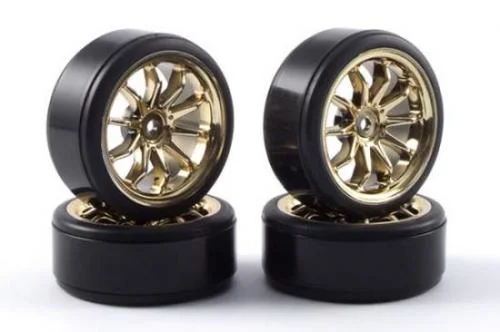 10 Spoke Drift Wheel / Tyre Set (4) - Gold — image 1 of 4