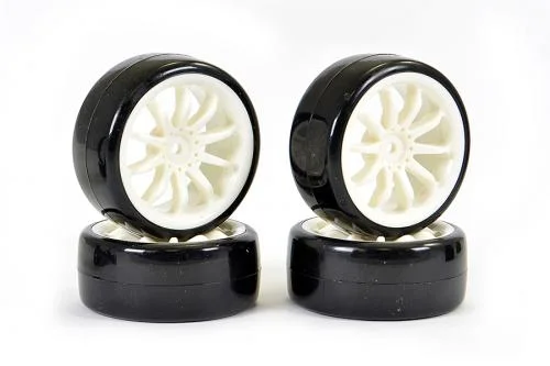 Fastrax 1:10 Drift Tyres on White 10 Spoke Wheels (4) — image 1 of 5