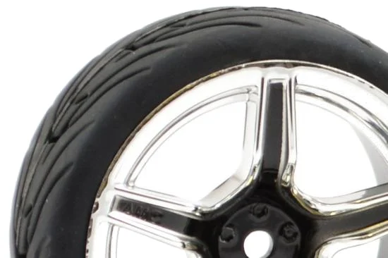Fastrax 1:10 Street Tread Tyres on 5 Spoke Black/Chrome Wheels (4) — image 3 of 5