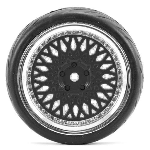 Fastrax 1:10 Street Tread Tyres on Classic Black/Chrome Wheels (4) — image 2 of 4