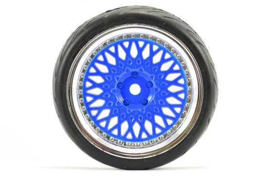 Fastrax 1:10 Street Tread Tyres on Classic Blue/Chrome Wheels (4) — image 4 of 6
