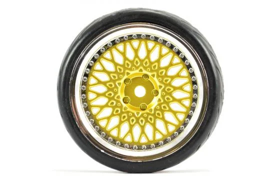 Fastrax 1:10 Street Tread Tyres on Classic Gold/Chrome Wheels (4) — image 4 of 6