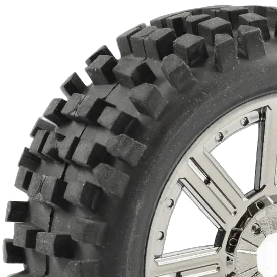 Fastrax 1:8 Rock Block Mounted on 8 Spoke Black Chrome Wheels (2) &mdash; image 10 of 16