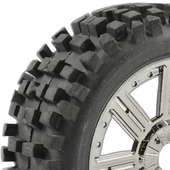 Fastrax 1:8 Rock Block Mounted on 8 Spoke Black Chrome Wheels (2) &mdash; image 16 of 16