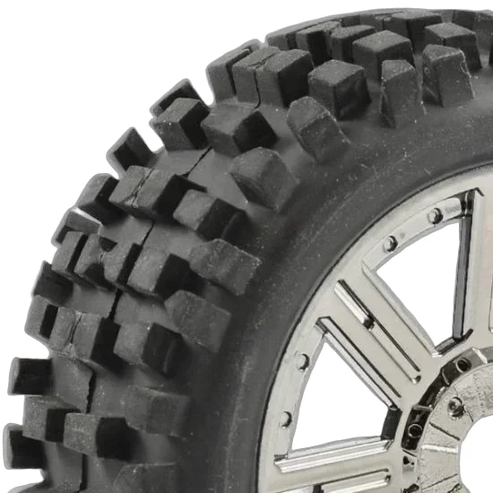 Fastrax 1:8 Rock Block Mounted on 8 Spoke Black Chrome Wheels (2) &mdash; image 14 of 16