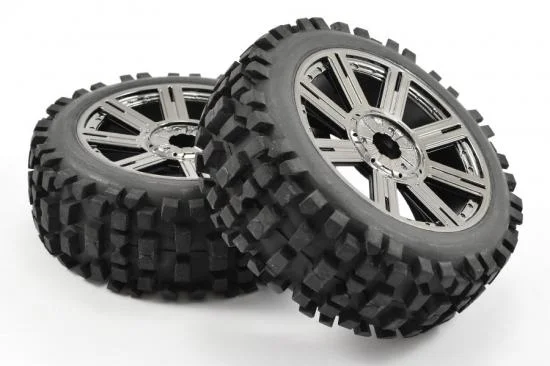 Fastrax 1:8 Rock Block Mounted on 8 Spoke Black Chrome Wheels (2) — image 2 of 5