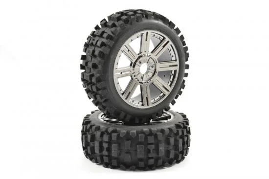 Fastrax 1:8 Rock Block Mounted on 8 Spoke Black Chrome Wheels (2) — image 3 of 5