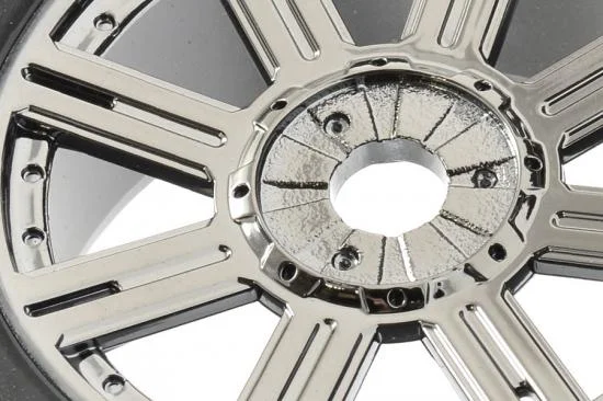 Fastrax 1:8 Rock Block Mounted on 8 Spoke Black Chrome Wheels (2) — image 4 of 5