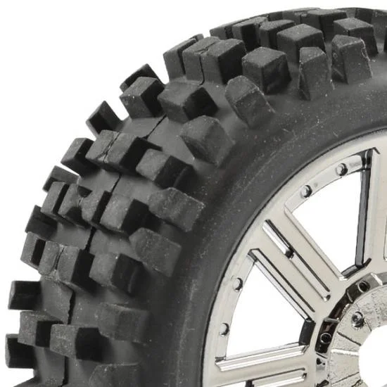 Fastrax 1:8 Rock Block Mounted on 8 Spoke Black Chrome Wheels (2) — image 1 of 5