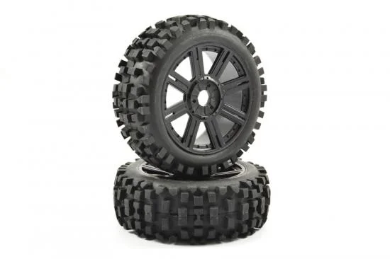 Fastrax 1:8 Rock Block Mounted on 8 Spoke Black Wheels (2) &mdash; image 2 of 5