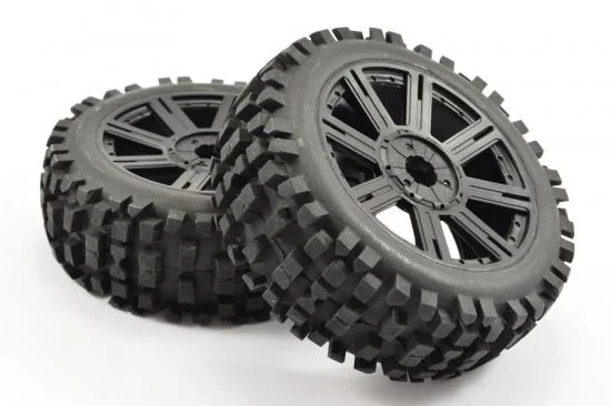 Fastrax 1:8 Rock Block Mounted on 8 Spoke Black Wheels (2) &mdash; image 3 of 5