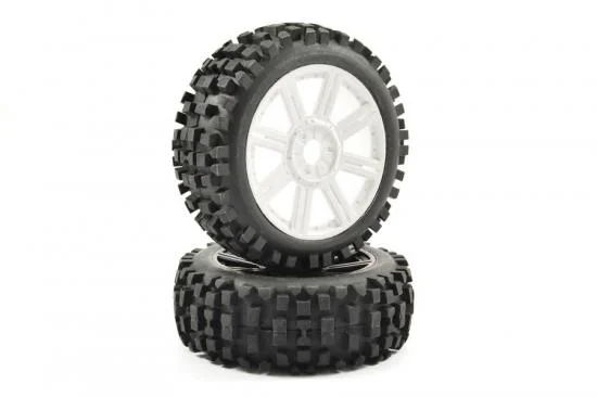 Fastrax 1:8 Rock Block Mounted on 8 Spoke White Wheels (2) — image 2 of 5