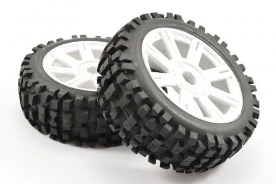 Fastrax 1:8 Rock Block Mounted on 8 Spoke White Wheels (2) — image 3 of 5