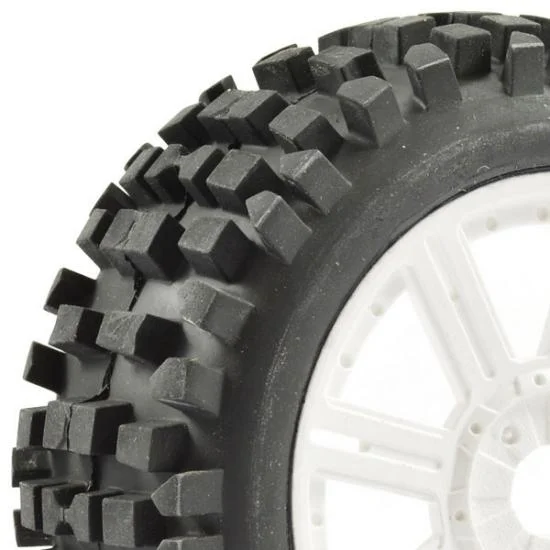 Fastrax 1:8 Rock Block Mounted on 8 Spoke White Wheels (2) — image 1 of 5