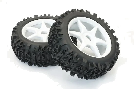 Fastrax 1:8 Grator Tyres Mounted On 6-Spoke White (2) &mdash; image 2 of 5