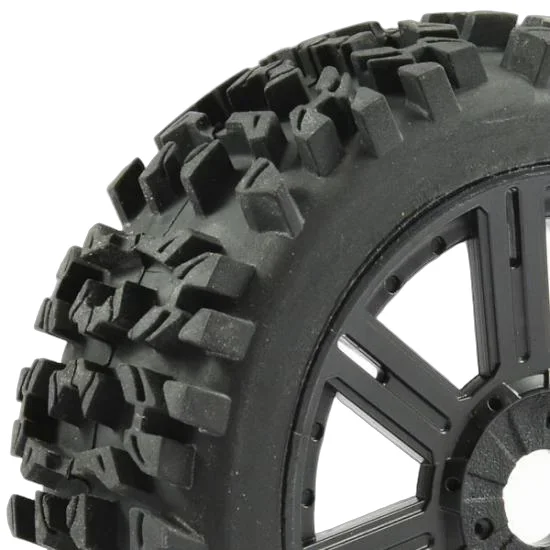 Fastrax 1:8 Maze Tyres Mounted on 8 Spoke Black Wheels (2) — image 8 of 14