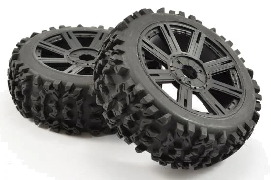 Fastrax 1:8 Maze Tyres Mounted on 8 Spoke Black Wheels (2) — image 2 of 5