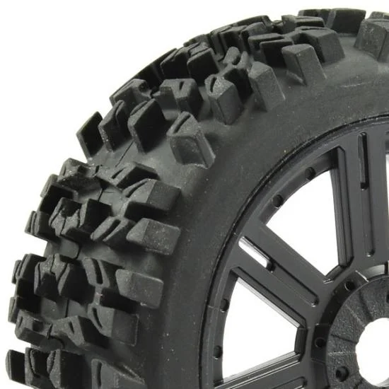 Fastrax 1:8 Maze Tyres Mounted on 8 Spoke Black Wheels (2) — image 1 of 5