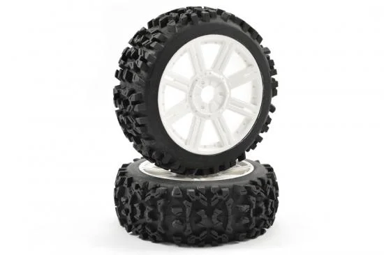 Fastrax 1:8 Maze Tyres Mounted on 8 Spoke White Wheels (2) — image 3 of 5