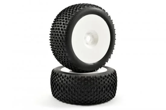 Fastrax X-Block 1:8 Truggy Tyres Mounted on White Dished Zero Offset Wheels (2) — image 3 of 3