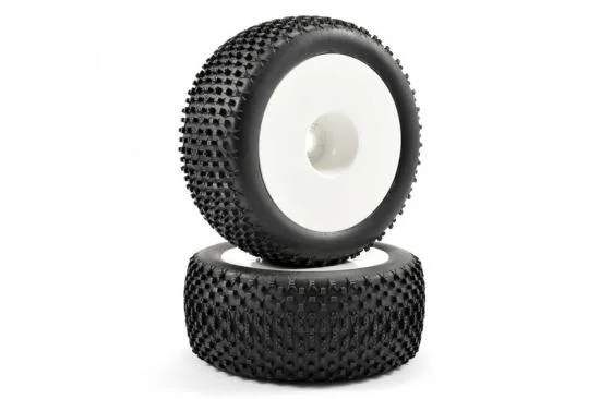 Fastrax X-Block 1:8 Truggy Tyres Mounted on White Dished 1/2 Inch Offset Wheels (2) — image 3 of 3