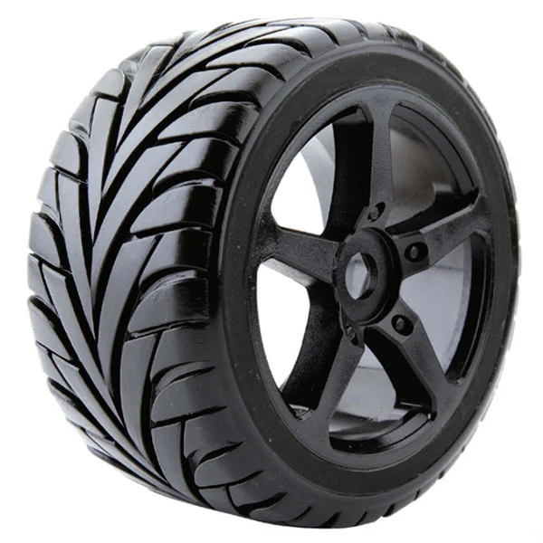 Fastrax 1:8 Truggy Eagle Tyres Mounted on 5 Spoke Black Zero Offset Wheels (2)