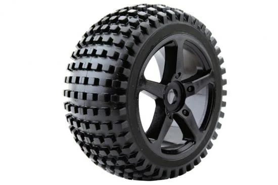 Fastrax 1:8 Truggy Rock Tyres Mounted on 5 Spoke Black Zero Offset Wheels (2) — image 2 of 4