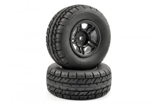 Fastrax 1:10 SC Eagle Treaded Road Tyres Mounted on 12mm Hex Slash 2WD Front Wheels (2) — image 4 of 4