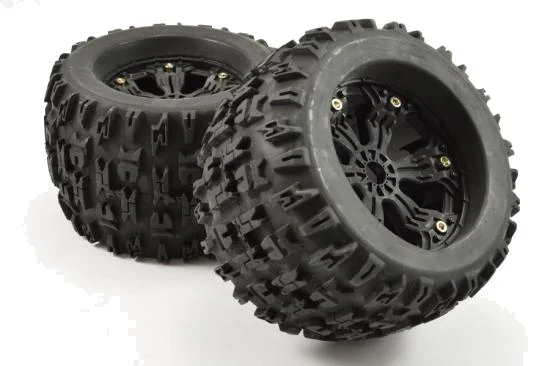 Fastrax Jigsaw 1:8 MT Tyres Mounted on Spoked Black Half Inch Offset Wheels (2) — image 2 of 4