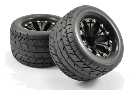 Fastrax 1:10 MT Eagle Mounted on 6-Spoke Black 12mm Hex 1/2 Inch Offset Wheels (1 Pair) — image 2 of 4