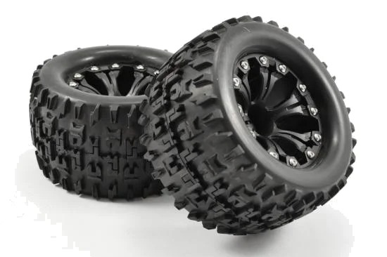 Fastrax Jigsaw Tyres Mounted on 1:10 MT Black Zero Offset Wheels (2) — image 2 of 4