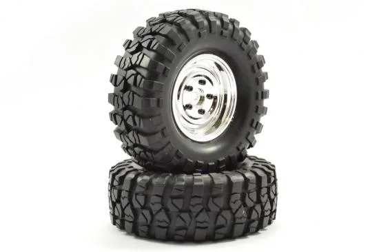 Fastrax Sawblock Scale 1.9 Wheels with Tyres - 108mm OD - Chrome (2) — image 3 of 3
