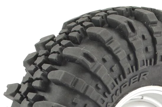 Fastrax 118mm OD Crawler Swamper Tyres on 1.9 Scale Silver Wheels (2) — image 2 of 4
