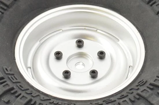 Fastrax 118mm OD Crawler Swamper Tyres on 1.9 Scale Silver Wheels (2) — image 4 of 4