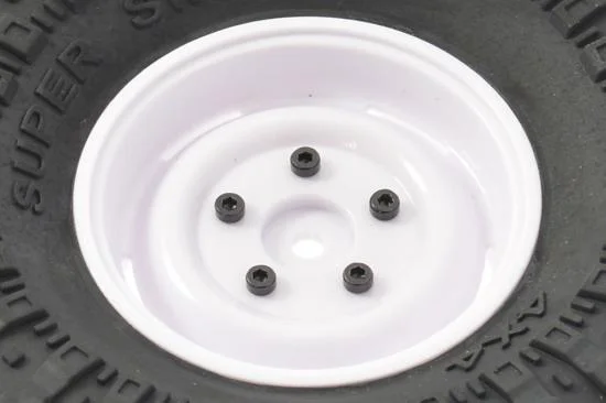 Fastrax 118mm OD Crawler Swamper Tyres on 1.9 Scale White Wheels (2) — image 4 of 4