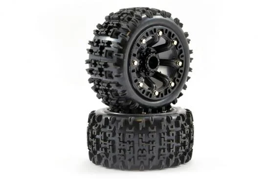 Fastrax 1:16 Jigsaw Tyres Mounted on Black 8SP 12mm Hex Wheels — image 2 of 4