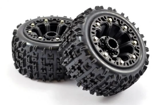 Fastrax 1:16 Jigsaw Tyres Mounted on Black 8SP 12mm Hex Wheels — image 3 of 4