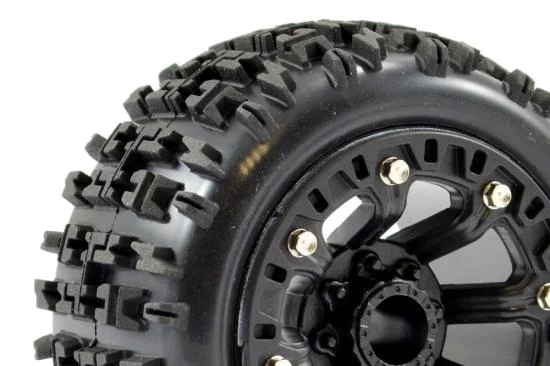 Fastrax 1:16 Jigsaw Tyres Mounted on Black 8SP 12mm Hex Wheels — image 4 of 4