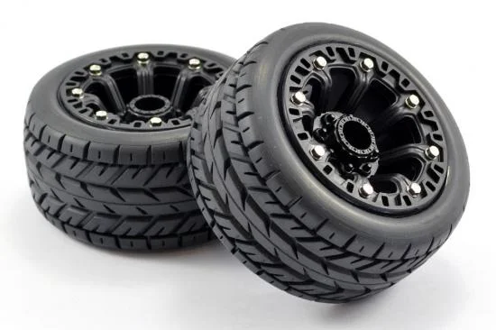 Fastrax 1:16 Eagle Tyres Mounted on Black 8SP 12mm Hex Wheels (2) — image 3 of 4