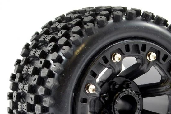 Fastrax 1:16 Stinger Tyres Mounted on Black 8SP 12mm Hex Wheels — image 4 of 4