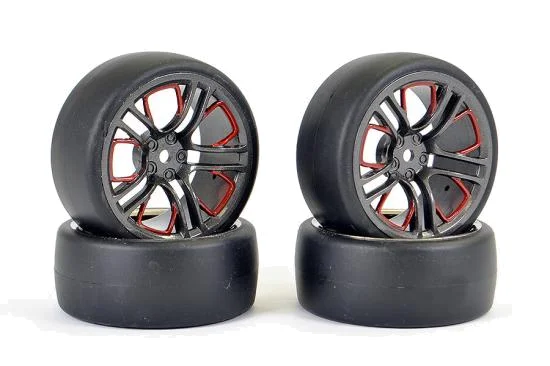 Fastrax Drift D1 Tyres Mounted on 3mm Offset 6 Spoke Graphite Wheels (4) &mdash; image 2 of 5