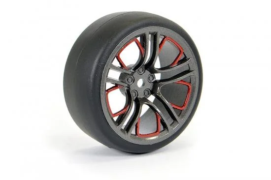 Fastrax Drift D1 Tyres Mounted on 3mm Offset 6 Spoke Graphite Wheels (4) &mdash; image 3 of 5